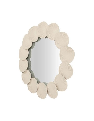 Espejo redondo de metal en beige