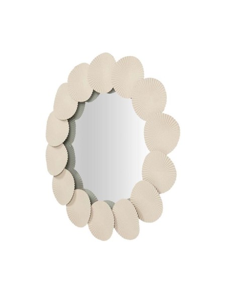 Espejo redondo de metal en beige