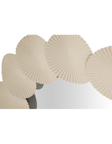 Espejo redondo de metal en beige