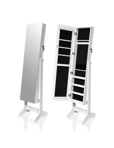 Espejo joyero de pie blanco