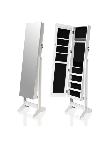 Espejo joyero de pie blanco