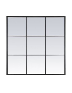 Espejo de metal forma ventana negro