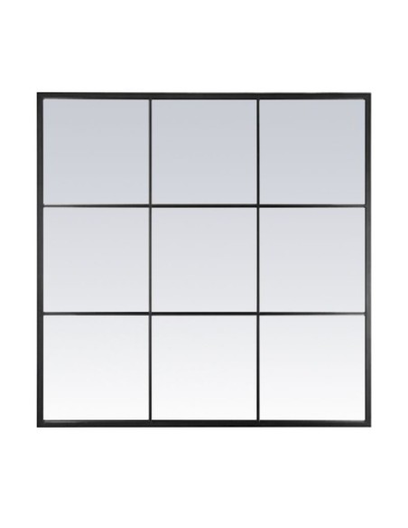 Espejo de metal forma ventana negro