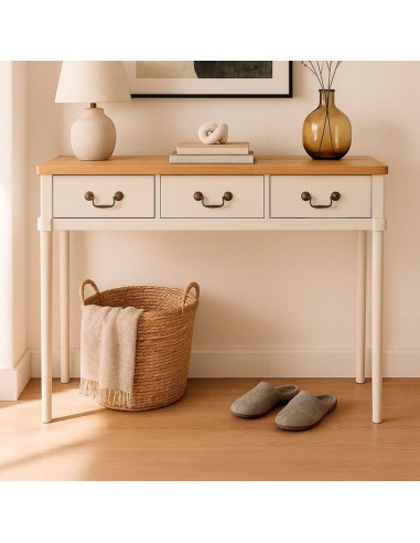 Mueble de entrada 3 cajones crema