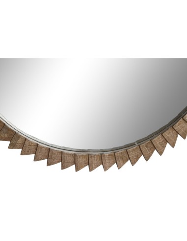 Espejo redondo de mango natural