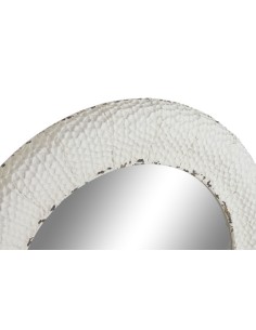 Espejo redondo de metal blanco 2