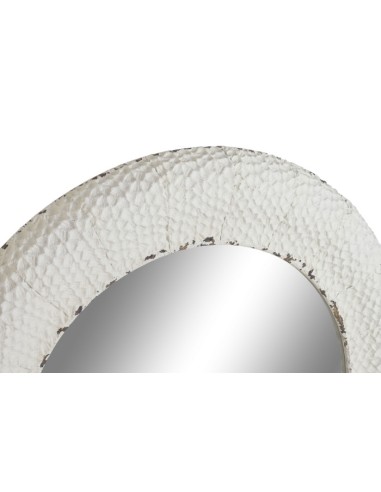 Espejo redondo de metal blanco