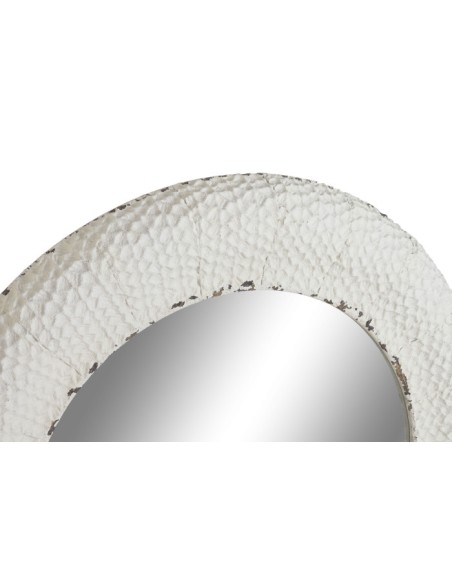 Espejo redondo de metal blanco