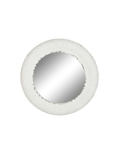 Espejo redondo de metal blanco