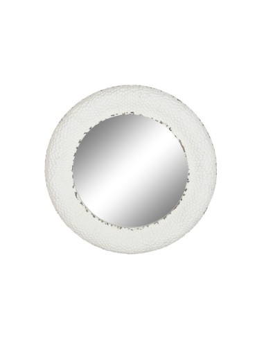 Espejo redondo de metal blanco