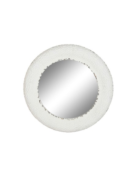 Espejo redondo de metal blanco