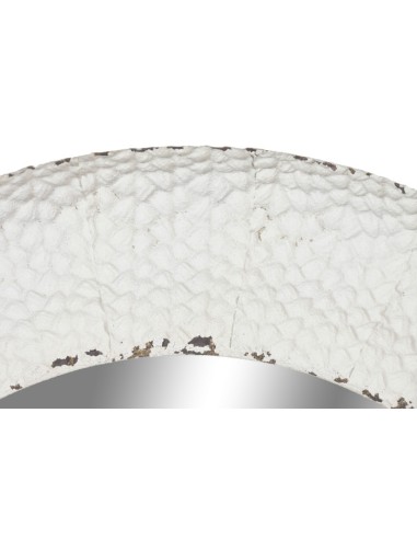 Espejo redondo de metal blanco