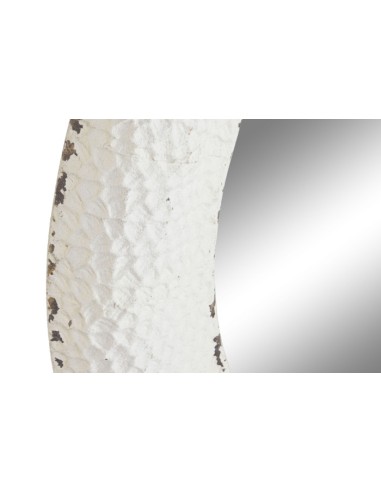 Espejo redondo de metal blanco