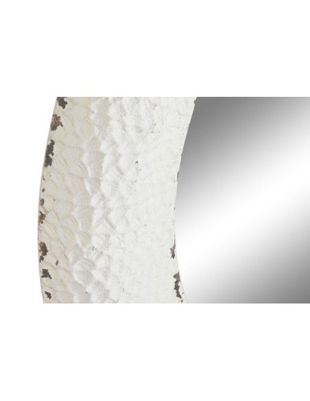 Espejo redondo de metal blanco