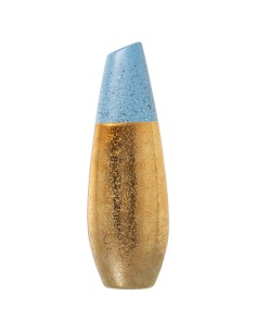 Jarrón cerámica azul y dorado