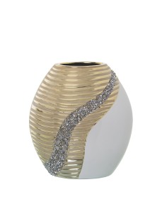 Jarrón Blanco-Champagne Brillos Pequeño