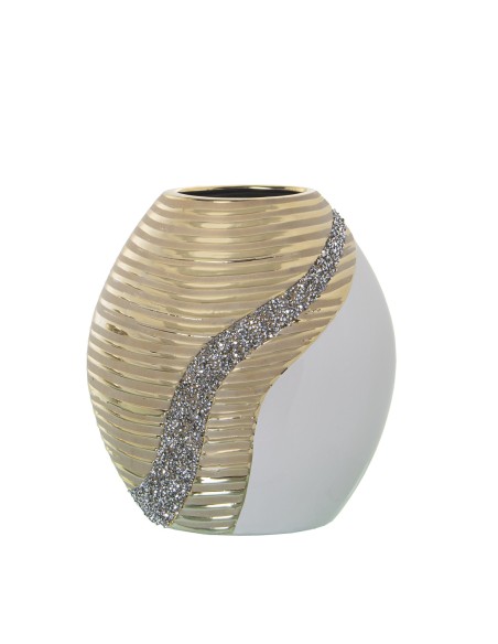 Jarrón Blanco-Champagne Brillos Pequeño