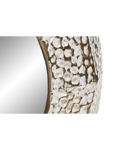 Espejo de metal en blanco y dorado