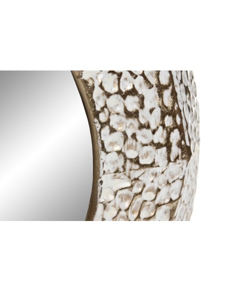 Espejo de metal en blanco y dorado