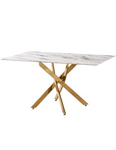 Mesa de comedor cristal patas en dorado