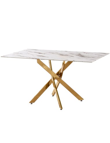 Mesa de comedor cristal patas en dorado