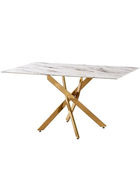 Mesa de comedor cristal patas en dorado