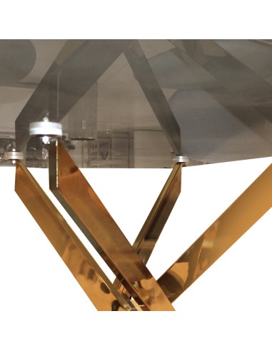 Mesa de comedor cristal patas en dorado
