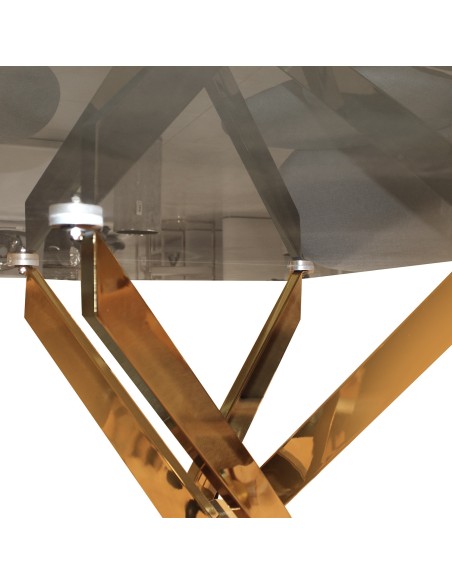 Mesa de comedor cristal patas en dorado