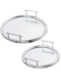 Juego 2 bandejas de metal en plata