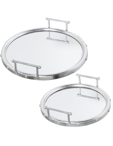 Juego 2 bandejas de metal en plata