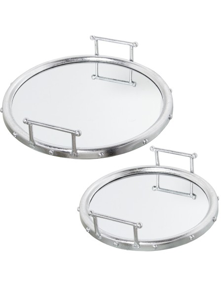 Juego 2 bandejas de metal en plata