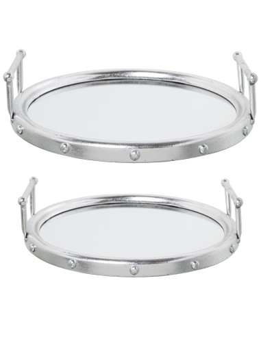 Juego 2 bandejas de metal en plata