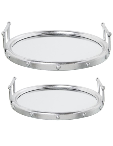 Juego 2 bandejas de metal en plata