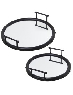 Juego 2 bandejas de metal negras 2