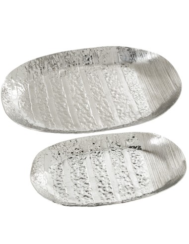 Juego 2 bandejas de aluminio plateadas