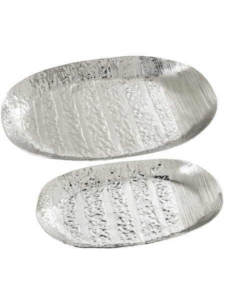 Juego 2 bandejas de aluminio plateadas