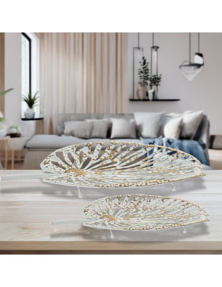 Juego de 2 bandejas de metal doradas