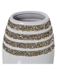 Jarrón de cerámica blanco con cristales 2