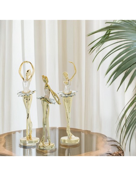 Figura de resina de bailarina en dorada