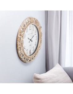 Reloj de pared melamina blanco y oro 2