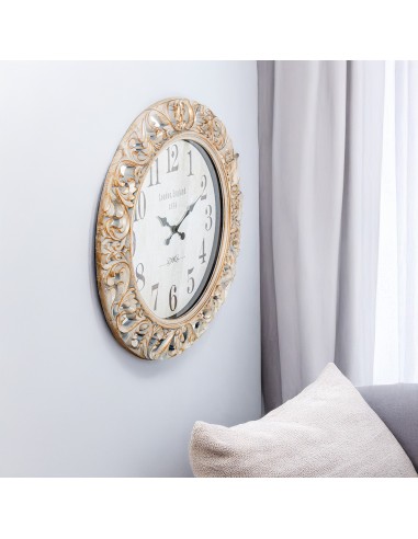 Reloj de pared melamina blanco y oro