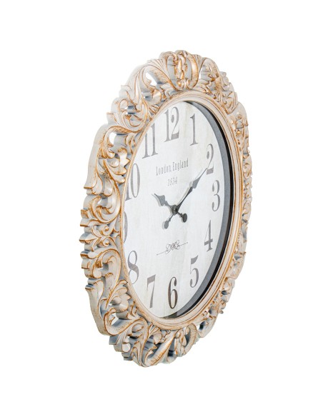 Reloj de pared melamina blanco y oro