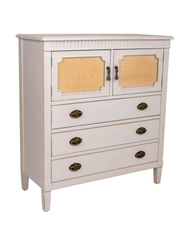 Cómoda de madera 2 puertas y 3 cajones