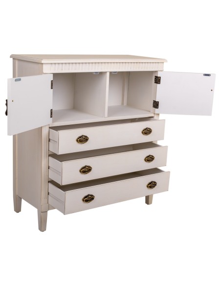 Cómoda de madera 2 puertas y 3 cajones