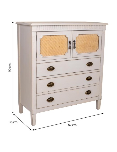 Cómoda de madera 2 puertas y 3 cajones