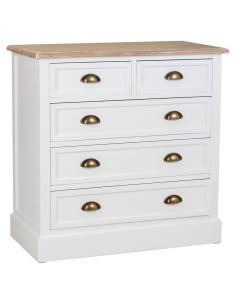Cómoda blanca de madera 5 cajones