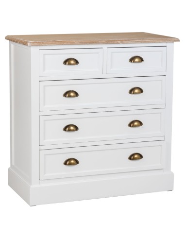 Cómoda blanca de madera 5 cajones