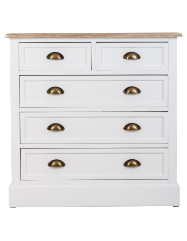 Cómoda de madera blanca 5 cajones