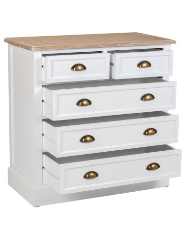 Cómoda de madera blanca 5 cajones