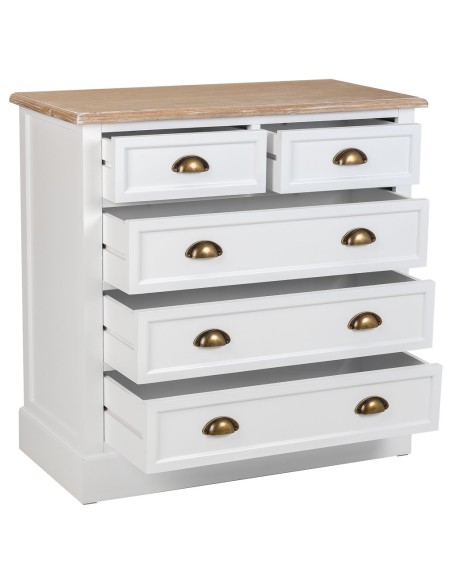 Cómoda de madera blanca 5 cajones